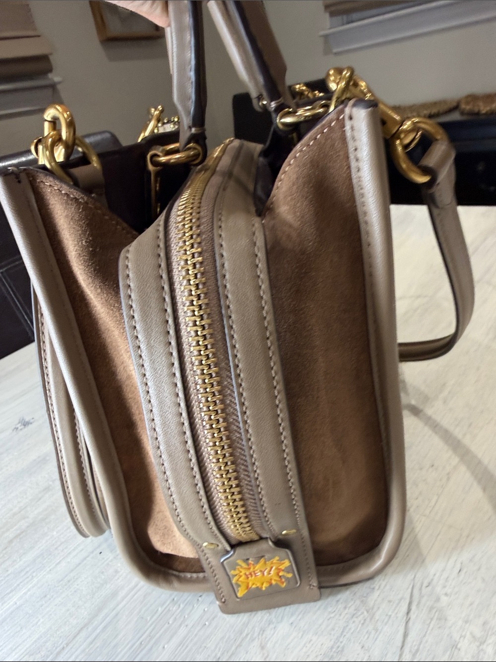 Coach X Rouge 25 Jean Michael Basquat Leather Satchel with Multicolor Rexy Dino - Picture 4 of 16